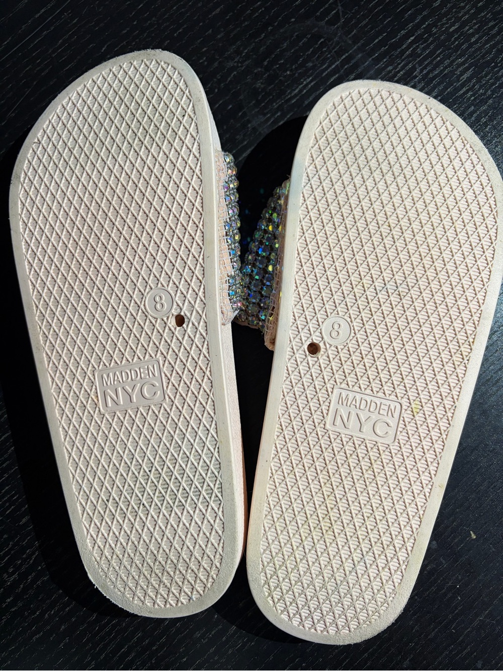 Steve Madden Blush Slide Sandals with Iridescent Crystal Straps - Picture 4 of 7